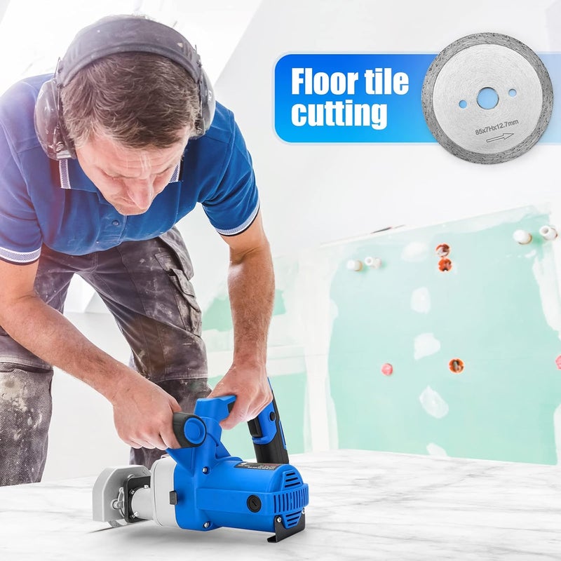 igooo Toe Kick Saw EKS85, 3-3/8 in. Blades, 2 Alloy Blade for Woods, 1 Diamond Blade for Tiles and Stones, Flush Cutting, Special Circular Saw for Removing Subfloor or Tiles - Image 4